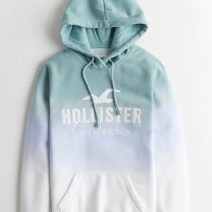 Hollister Applique Logo Hoodie (Teal Ombré)